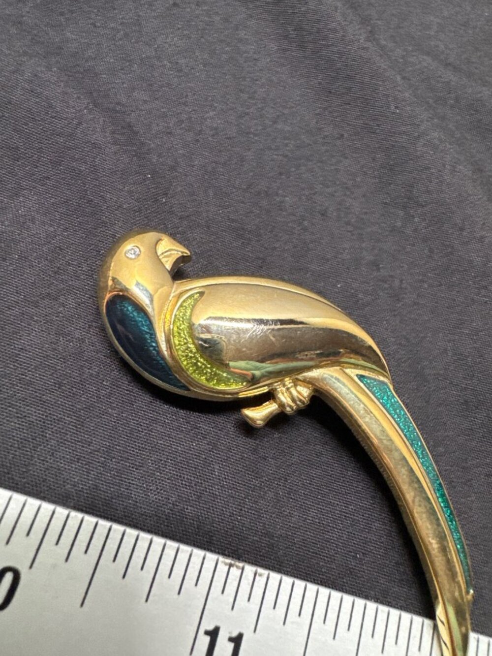 Vintage Liz Claiborne Gold-Tone Parrot Brooch With Blue & Green Enamel Accents S - Picture 2 of 5